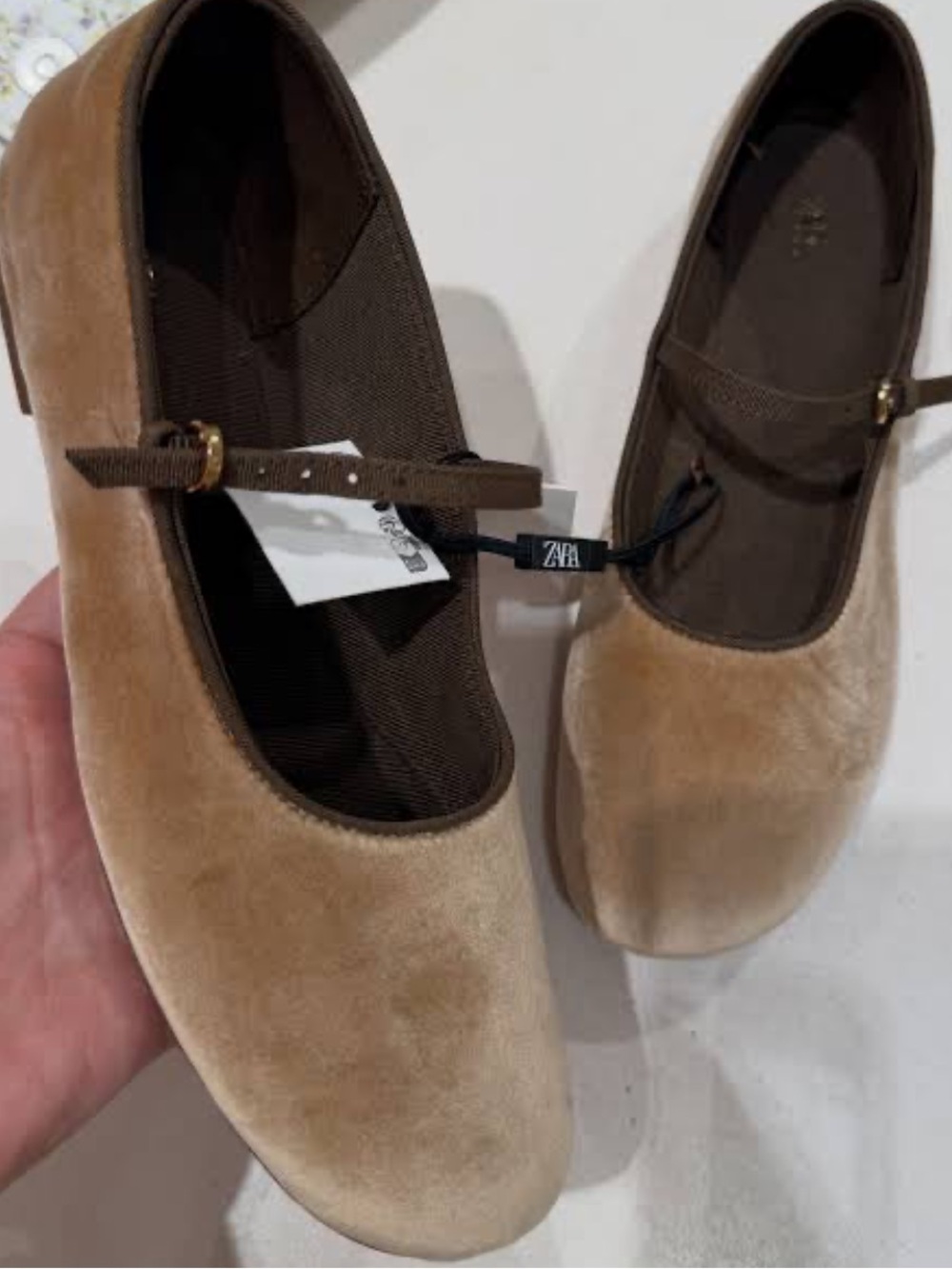 Velvet Ballet Flats - Taupe - Picture 3 of 4
